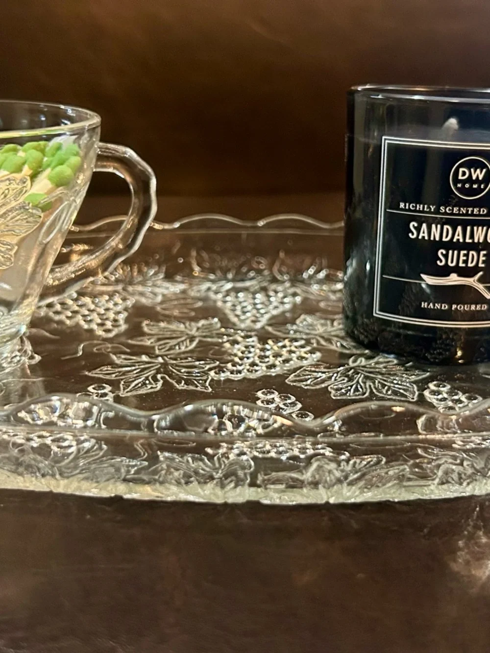 Vintage Anchor Hocking Snack GLASS SERVING TRAY CUP Restyle w striker marches